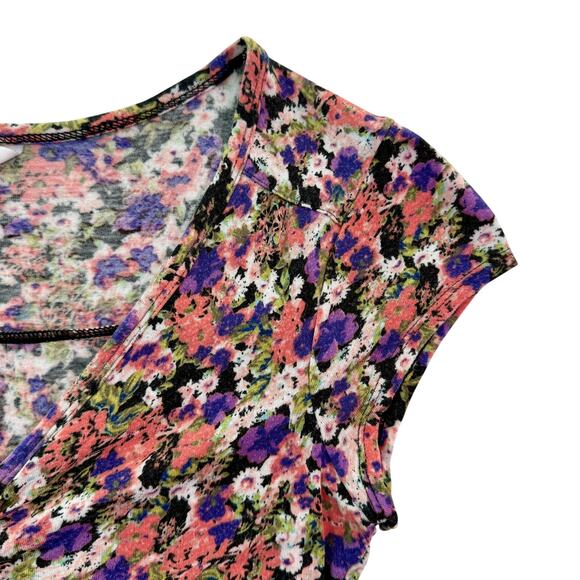 VTG Y2K Candie's Top Women's Medium Floral Print Cap Sleeves 90s 00s Cute Flirty - Picture 8 of 10